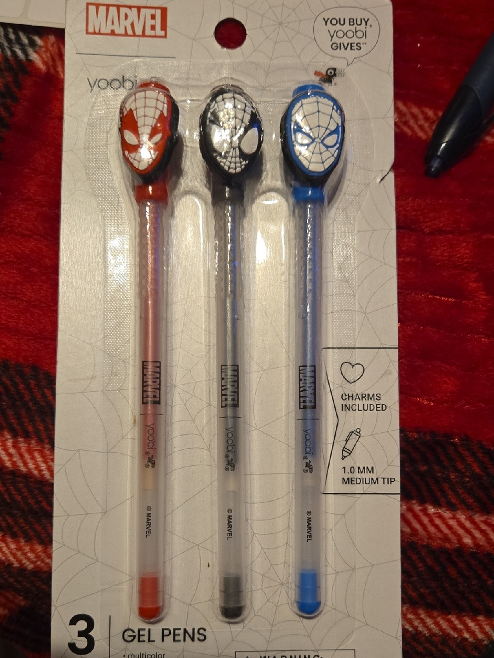 Yoobi Spider-Man Gel Pen Set - Red, Black, Blue 67